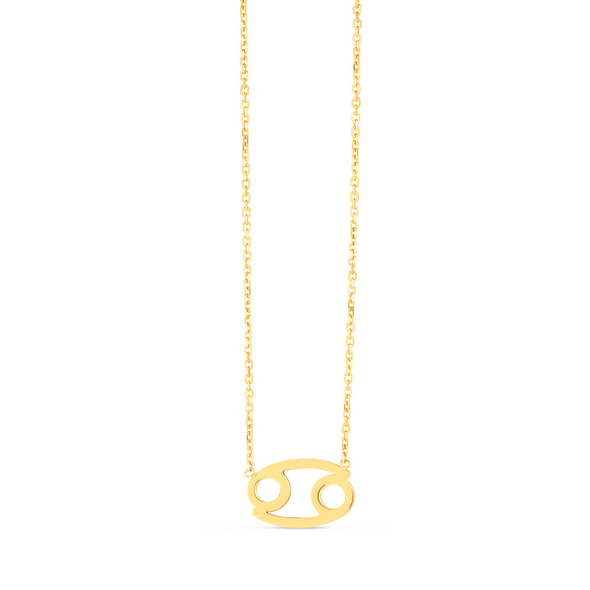 14K Gold Cancer Necklace-Yellow | Spring Ring