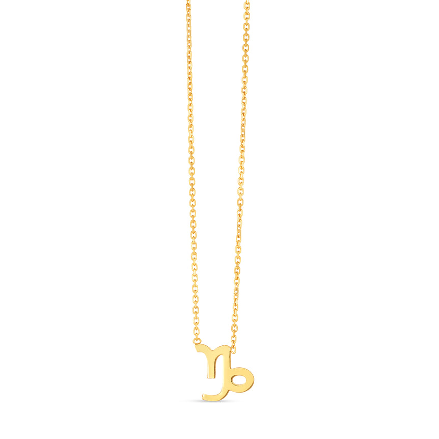 14K Gold Capricorn Necklace-Yellow | Spring Ring