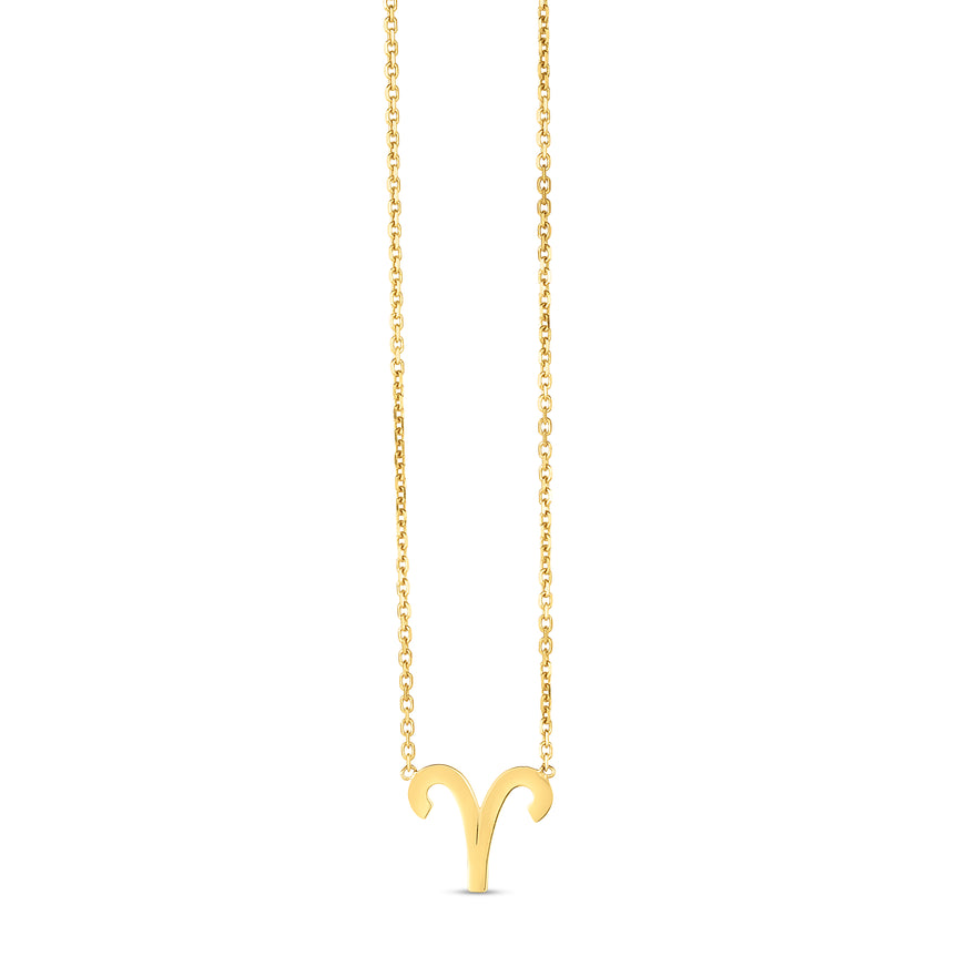 14K Gold Aries Necklace-Yellow | Spring Ring