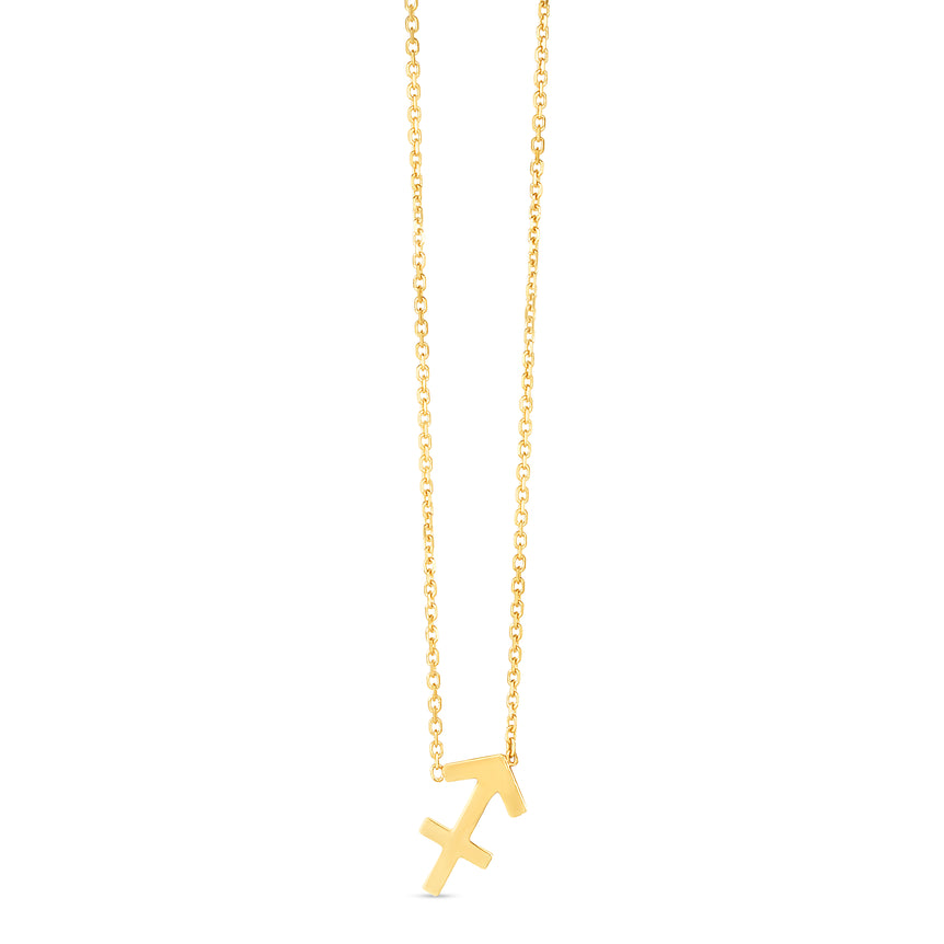 14K Gold Sagittarius Necklace-Yellow | Spring Ring