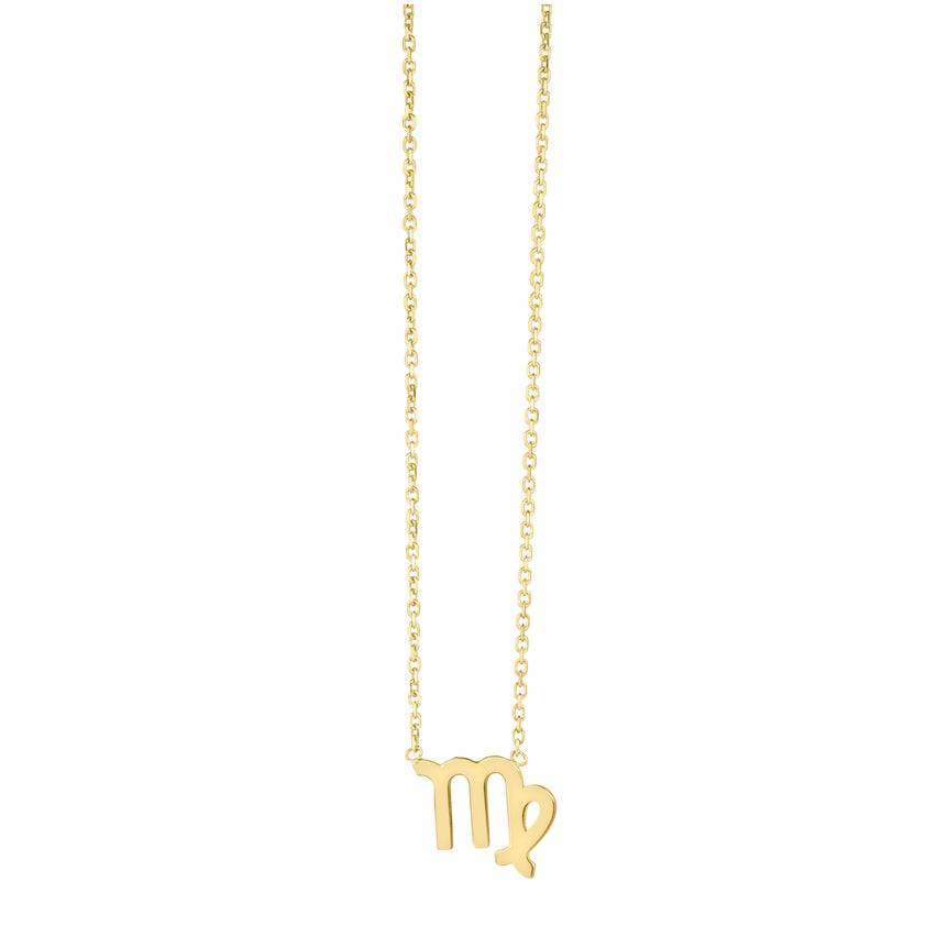 14K Gold Virgo Necklace-Yellow | Spring Ring
