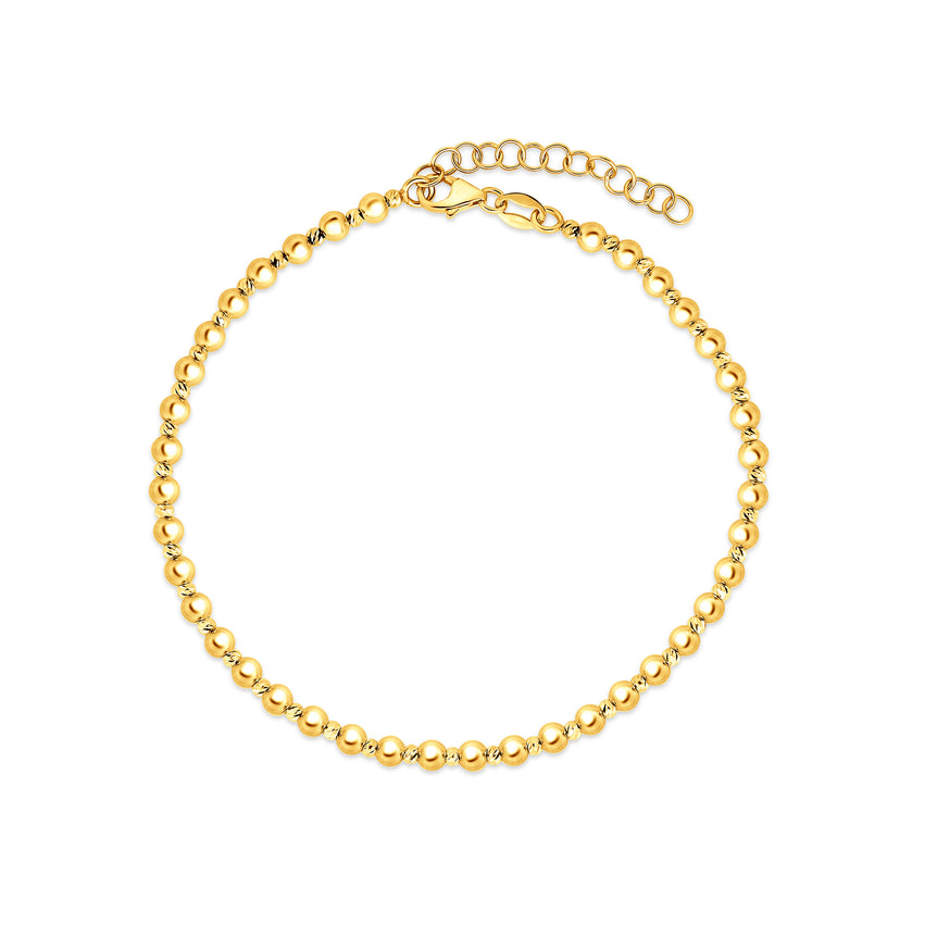 14K Gold 3mm Bead Bracelet-Yellow | Pear Shaped Lobster