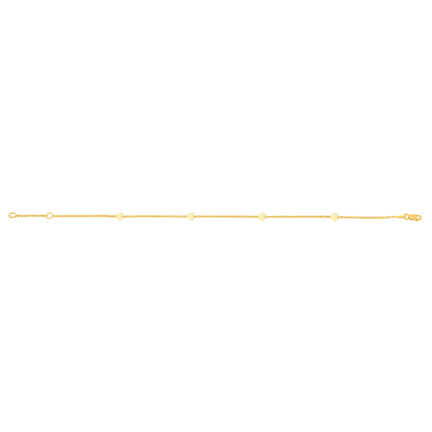 14K Gold Heart Anklet-Yellow | Lobster