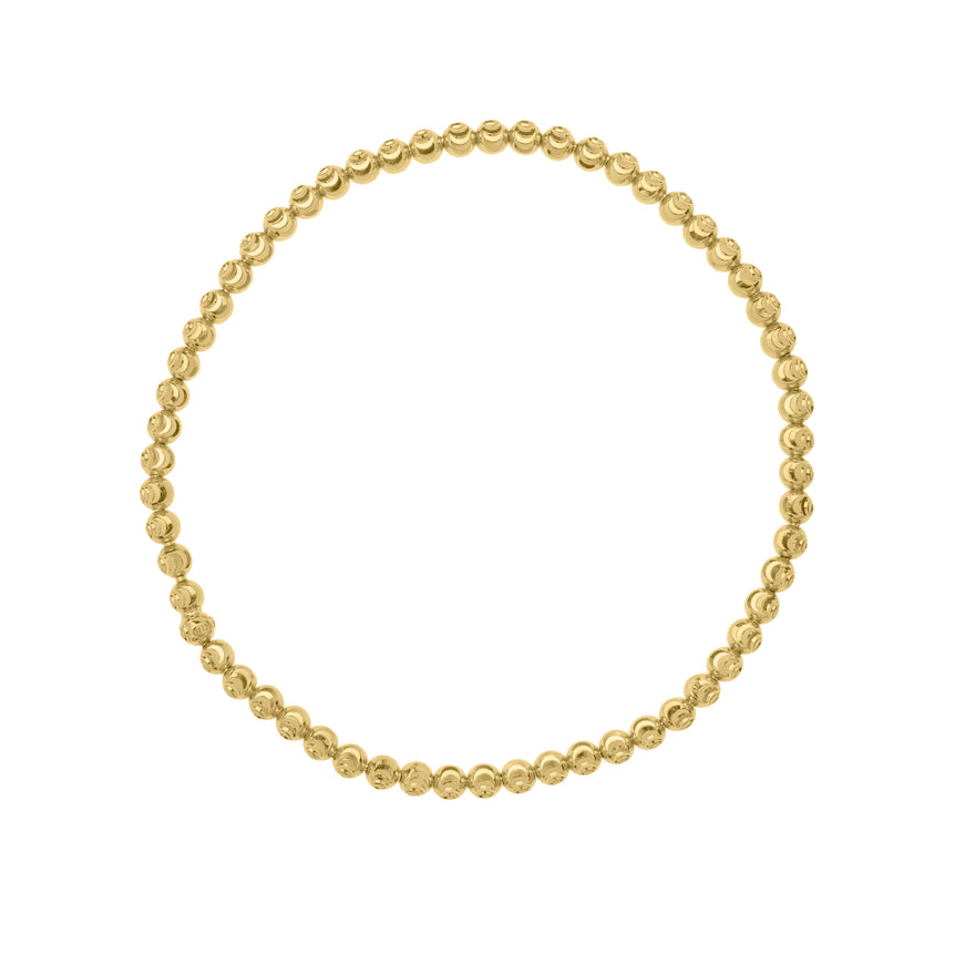 14K Moon-Cut Bead Stretch Bracelet-Yellow | Stretchable
