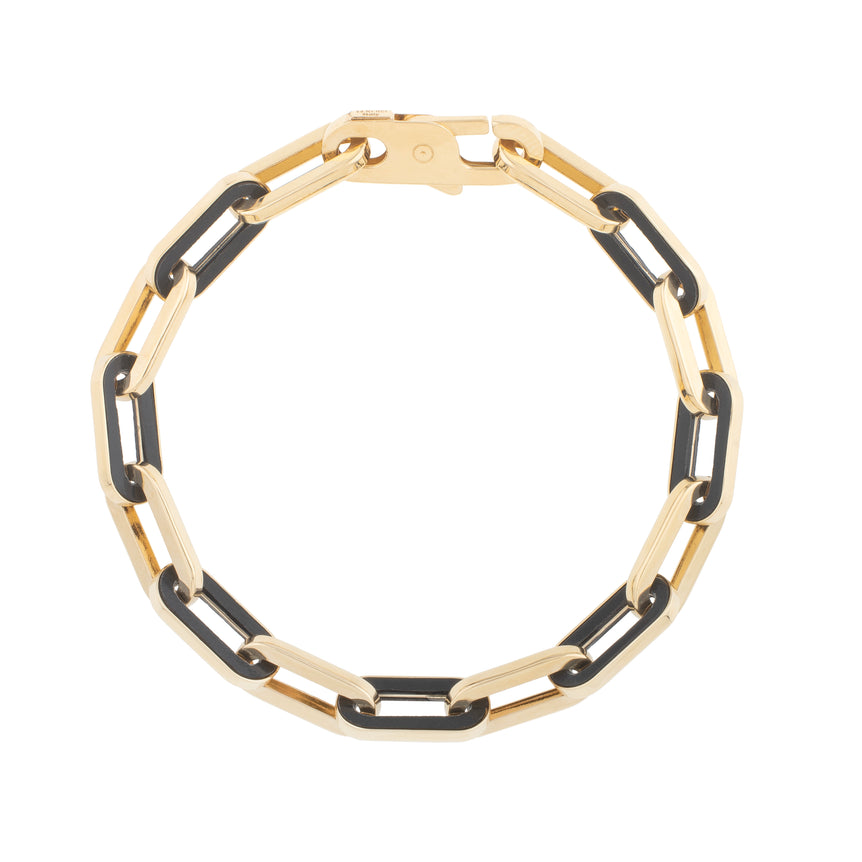 14K Onyx Paperclip Gem Link Bracelet-Yellow | Lobster