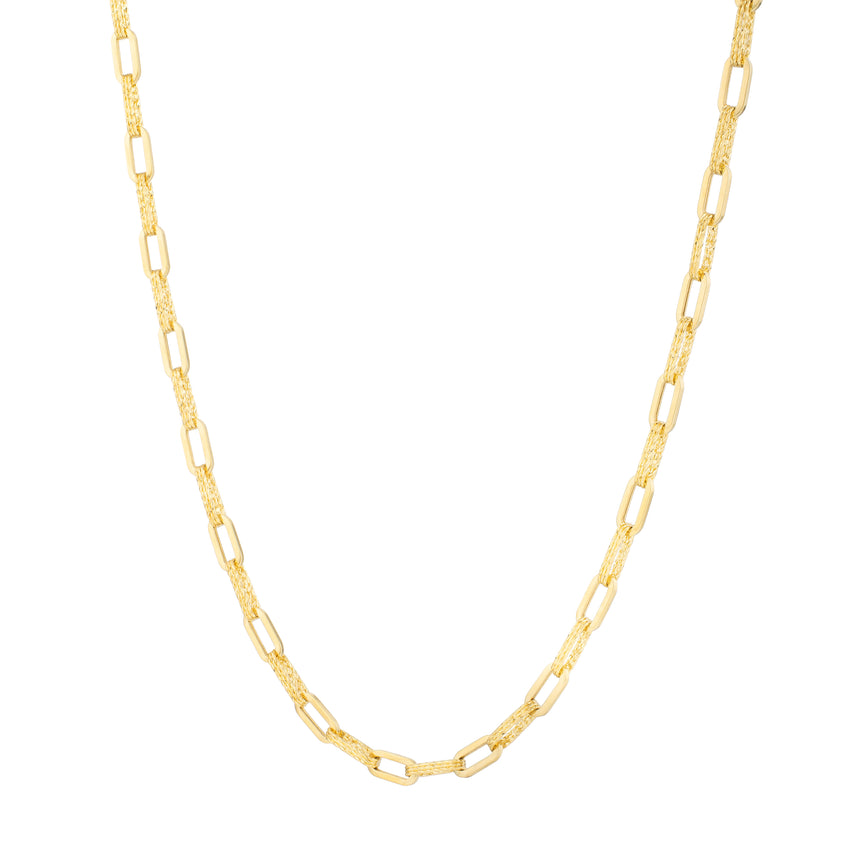 14K 4mm Diamanté Paperclip Necklace-Yellow | Lobster