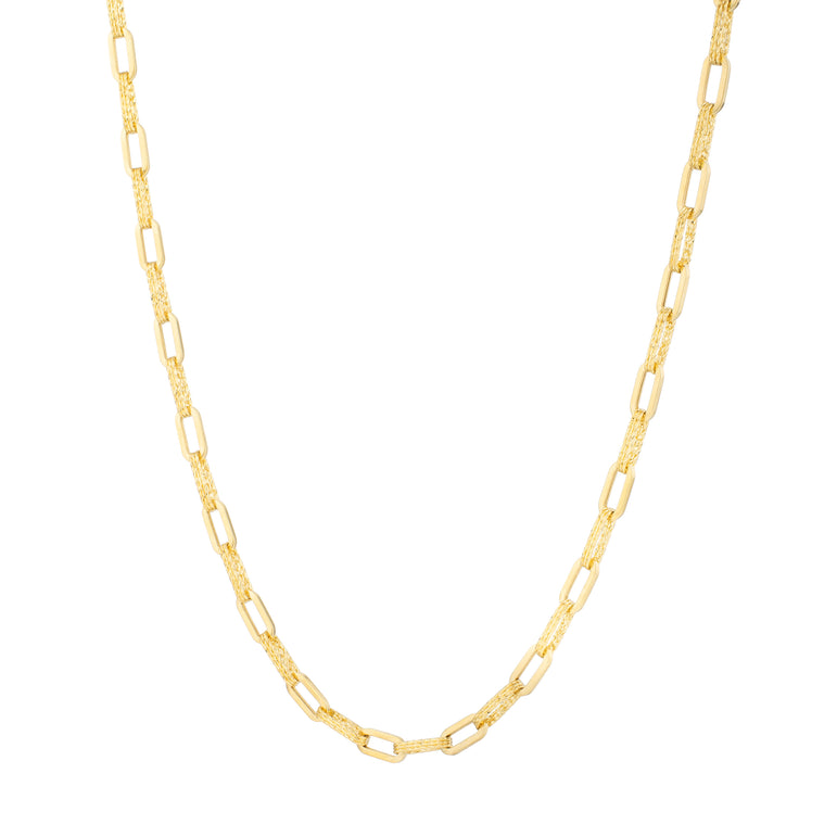 14K 4mm Diamant√© Paperclip Necklace-Yellow | Lobster