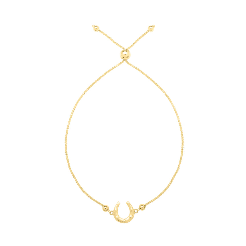 14K Adjustable Heart Bolo Bracelet-Yellow | Draw String