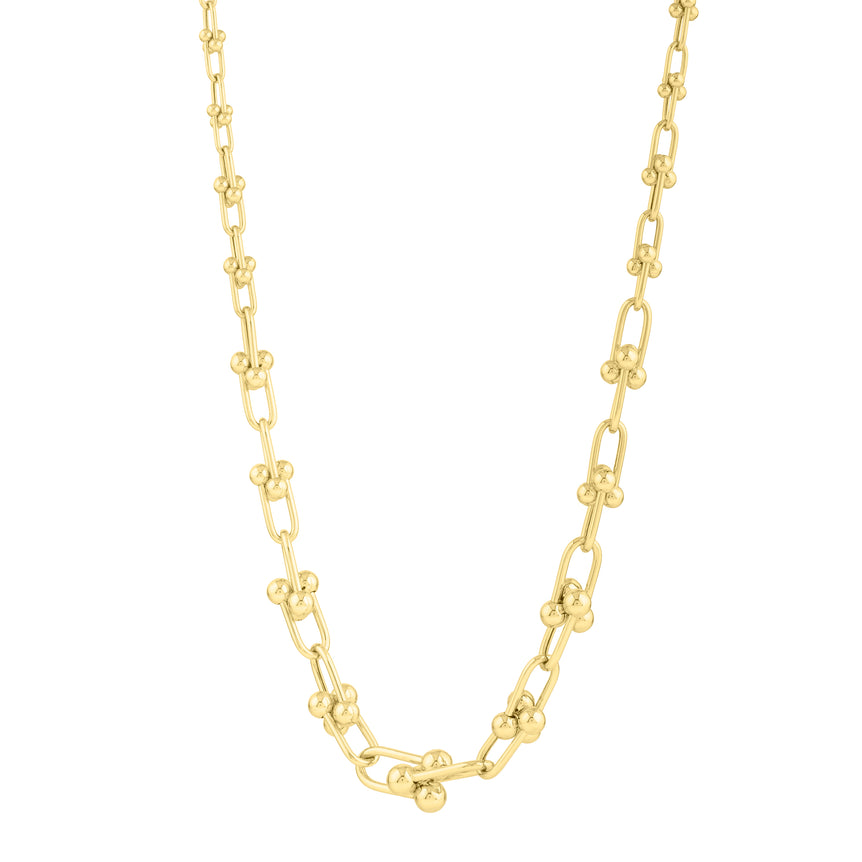 14K Graduated Jax Link Necklace-Yellow | Lobster