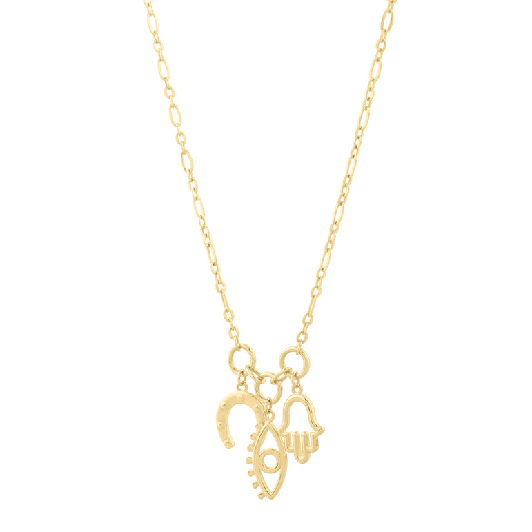 14K Lucky Charms Necklace-Yellow | Spring Ring