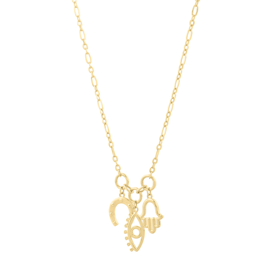 14K Lucky Charms Necklace-Yellow | Spring Ring
