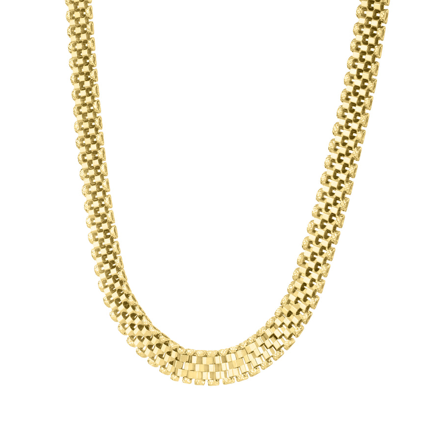 14K Faceted Panther Link Necklace-Yellow | Lobster