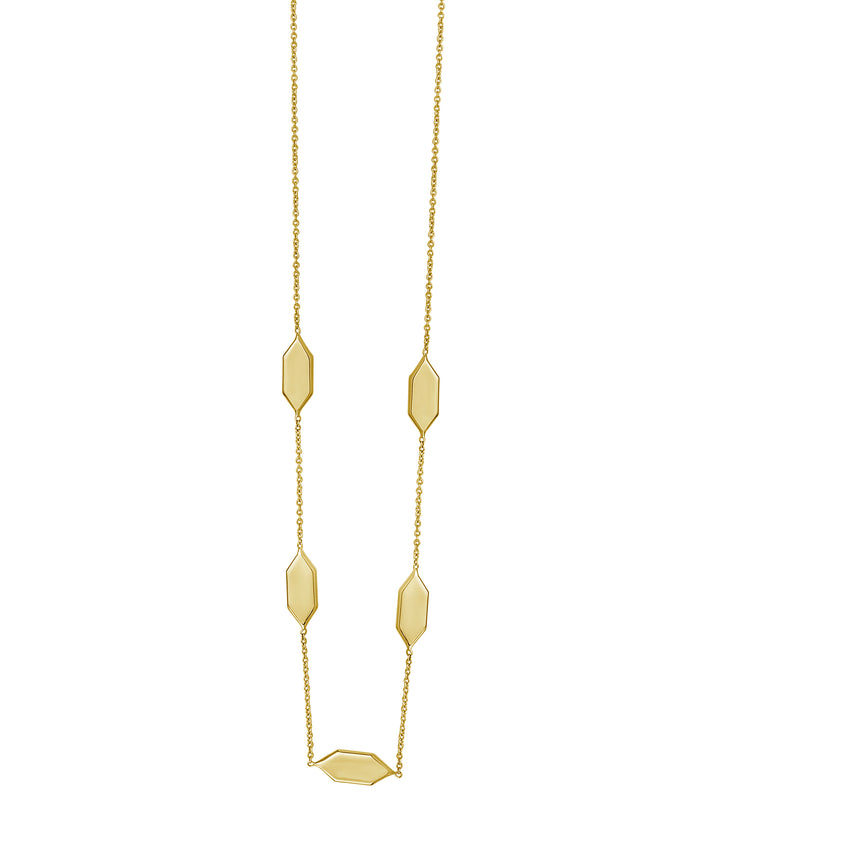 14K Elongated Hexagon Link Necklace-Yellow | Lobster