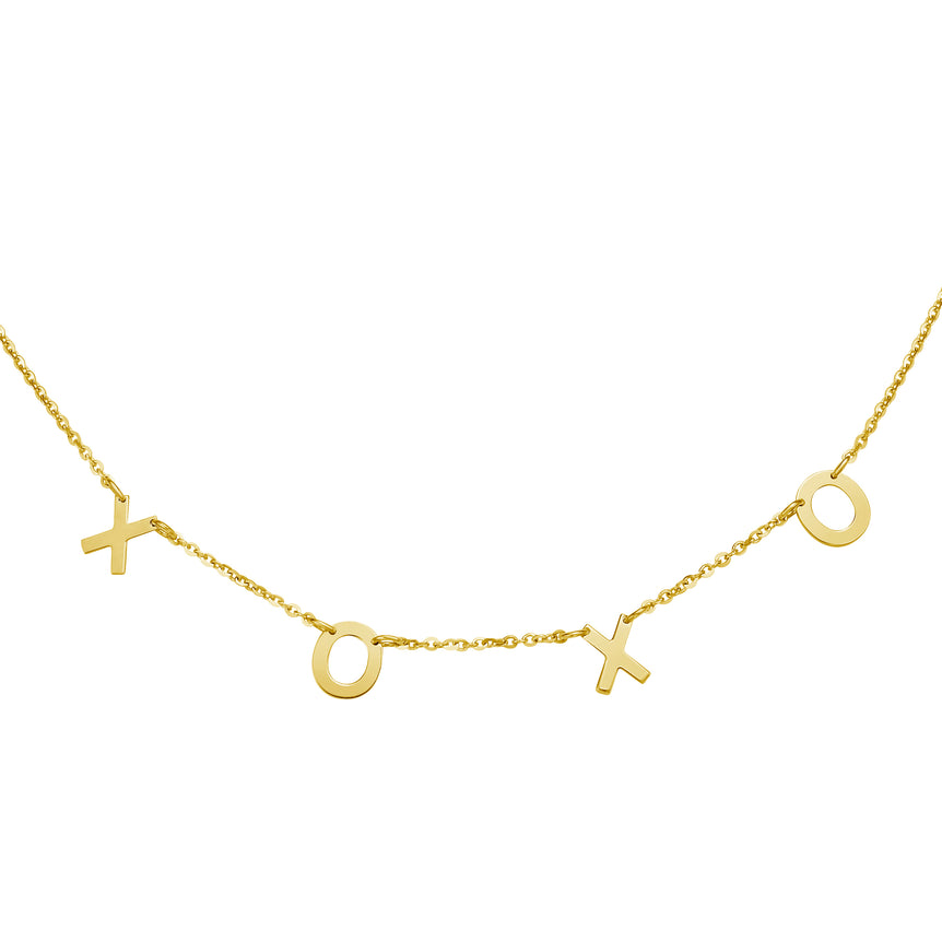 14K XOXO Necklace-Yellow | Pear Shaped Lobster