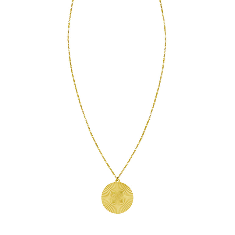 14K Radiating Circle Necklace-Yellow | Lobster