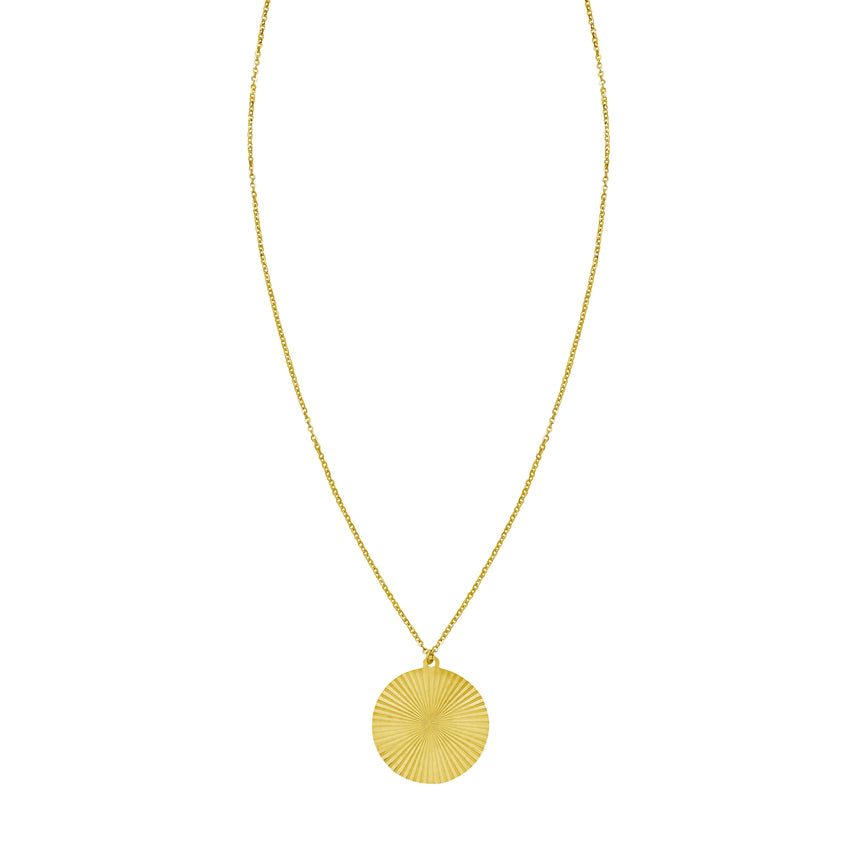 14K Radiating Circle Necklace-Yellow | Lobster