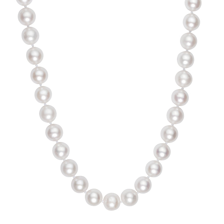 14K 9-10mm Pearl Necklace-Yellow | Ball