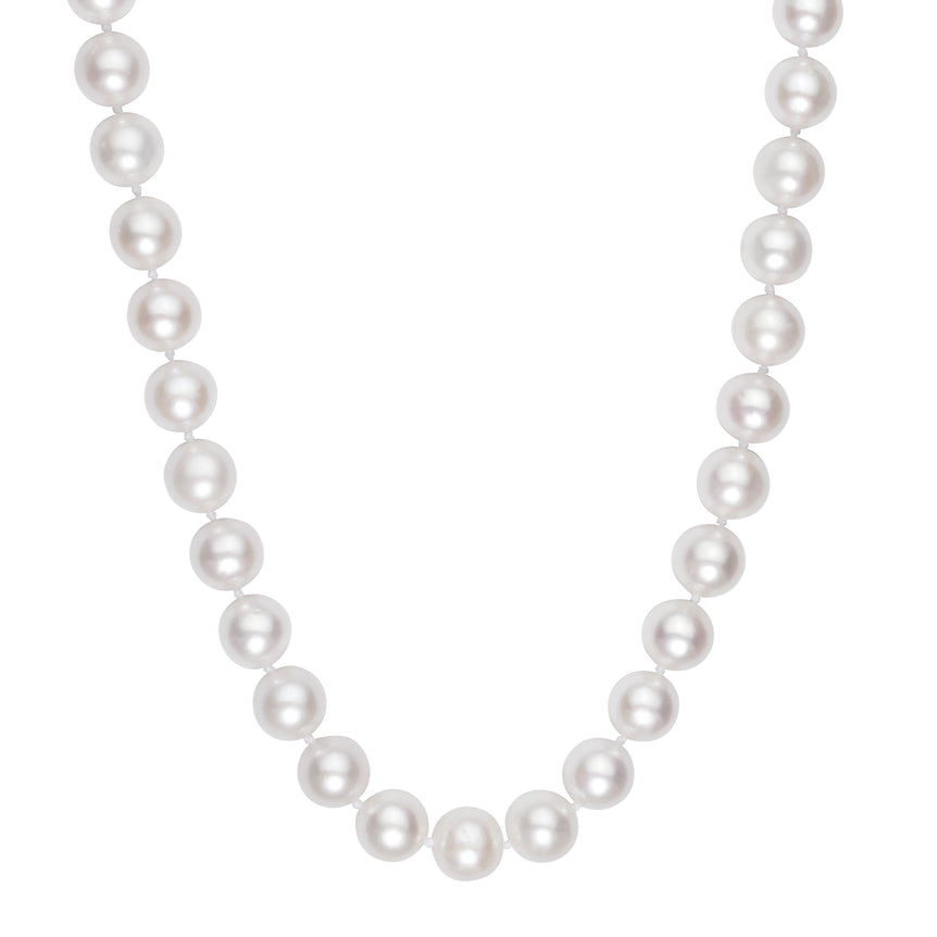 14K 9-10mm Pearl Necklace-Yellow | Ball