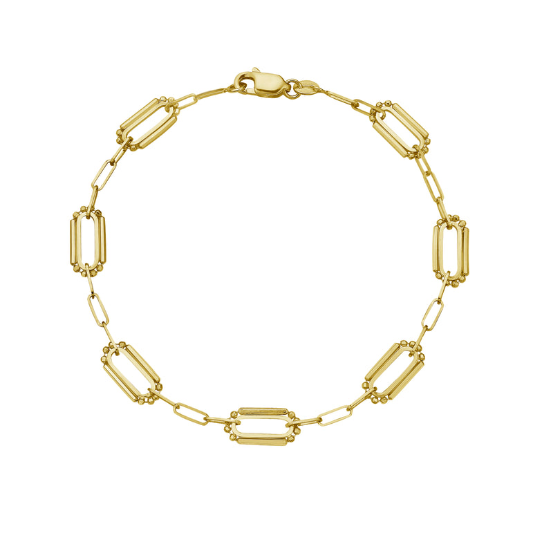 14K Pallina Paperclip Link Bracelet-Yellow | Lobster