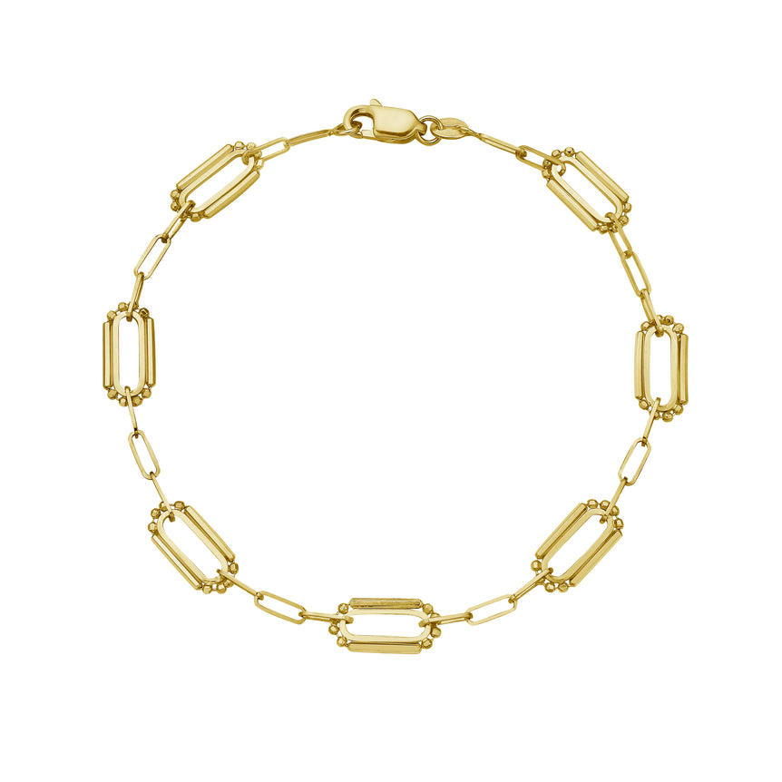 14K Pallina Paperclip Link Bracelet-Yellow | Lobster