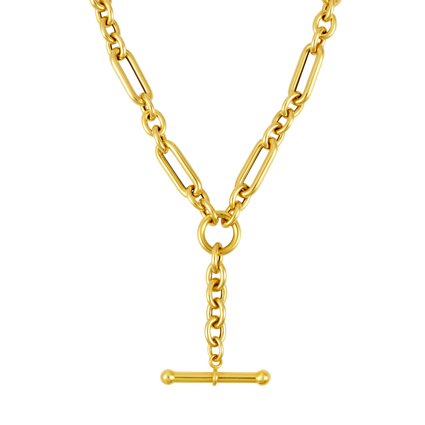 14K Gold Toggle Necklace-Yellow | Pear Shaped Lobster