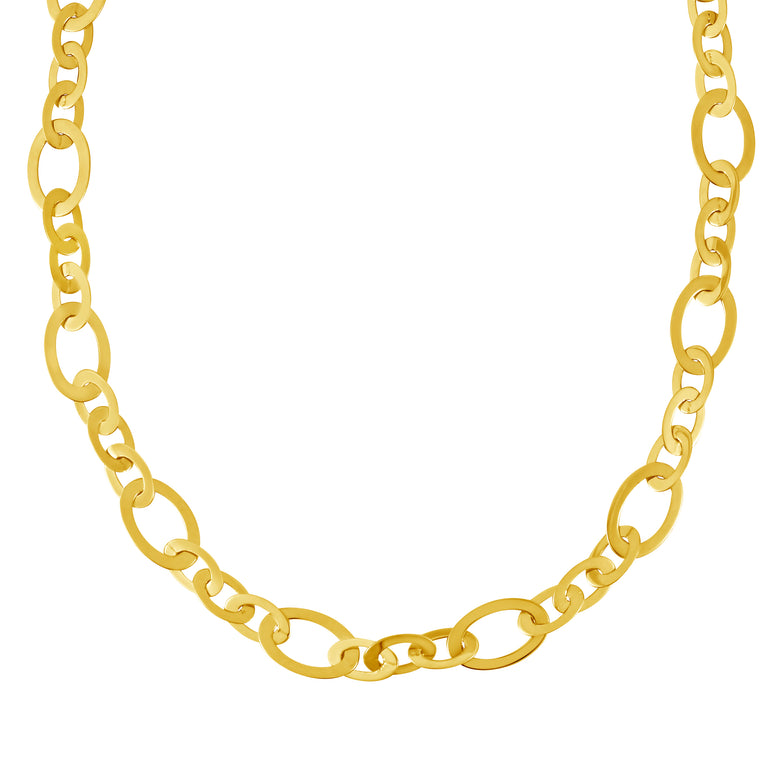 14K Gold Large Oval Link Necklace-Yellow | Pear Shaped Lobster