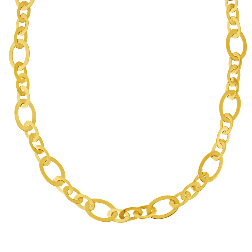 14K Gold Large Oval Link Necklace-Yellow | Pear Shaped Lobster