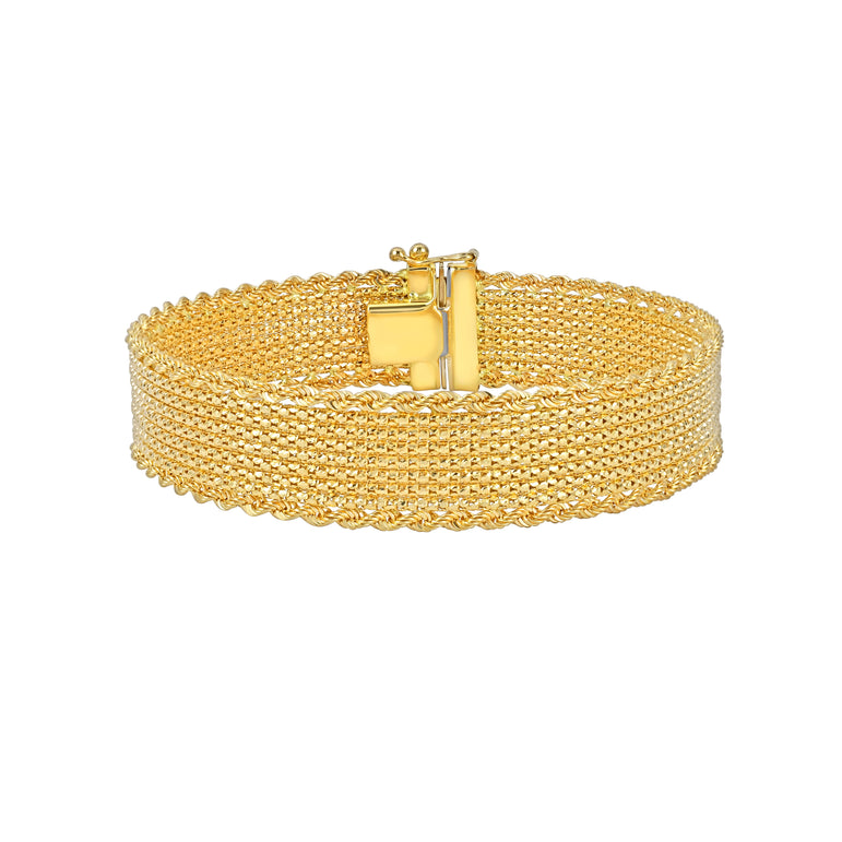 14K Gold Cleopatra Bracelet-Yellow | Box with 1-Side Push