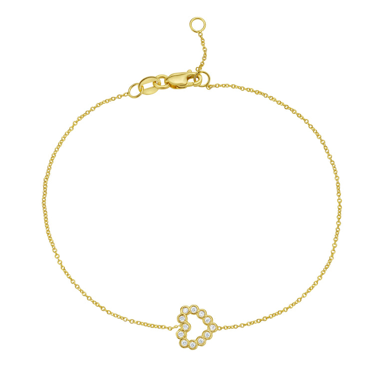 14K Petite Diamond Heart Bracelet-Yellow | Lobster