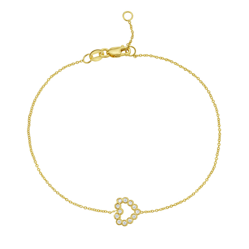 14K Petite Diamond Heart Bracelet-Yellow | Lobster