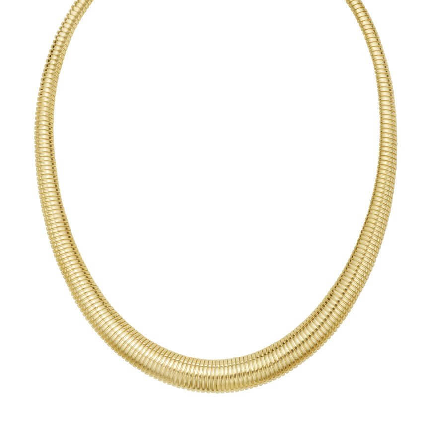 14K Graduated Tubogas Necklace-Yellow | Box with 1-Side Push