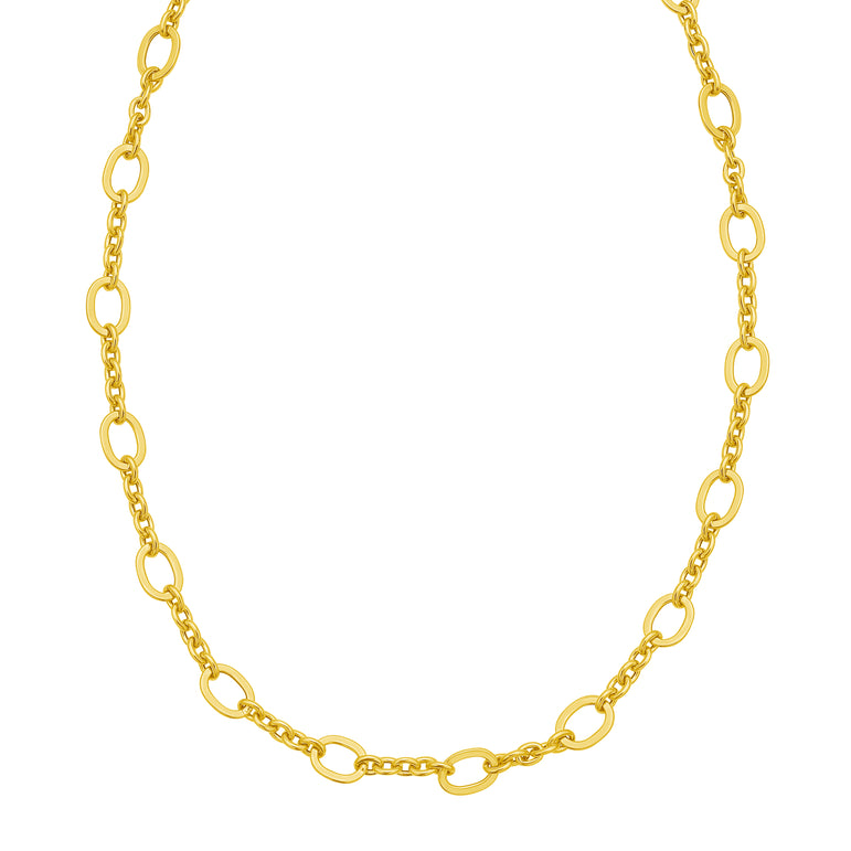 14K Five & One Oval Link Chain-Yellow | Lobster