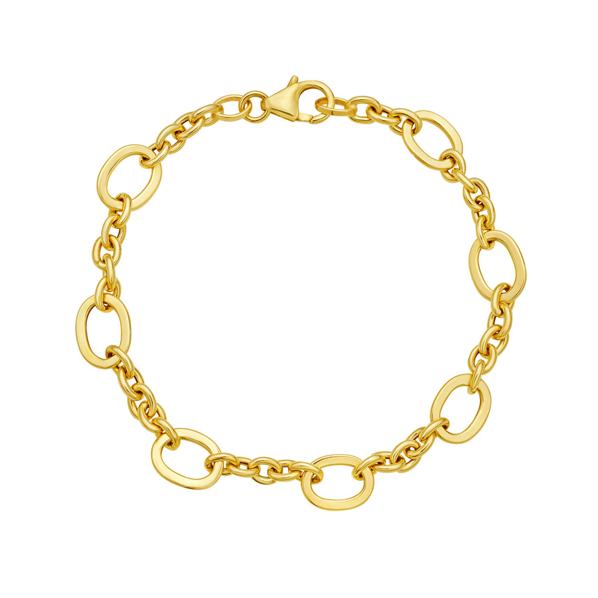 14K Five & One Oval Link Chain-Yellow | Lobster