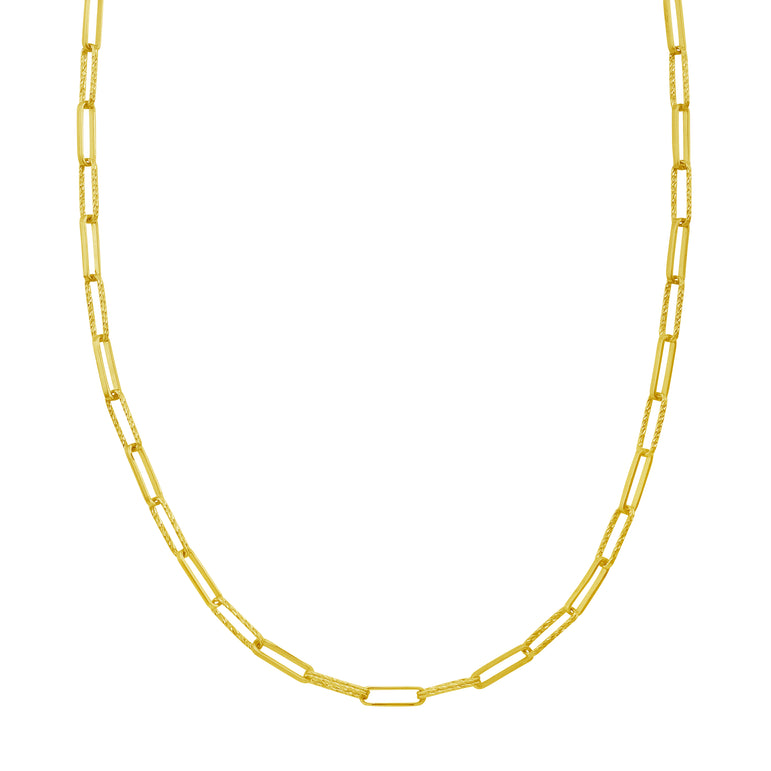 14K Mini Diamante Paperclip Chain-Yellow | Lobster