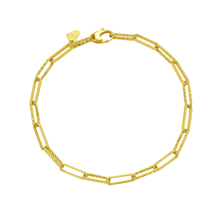 14K Mini Diamante Paperclip Chain-Yellow | Lobster
