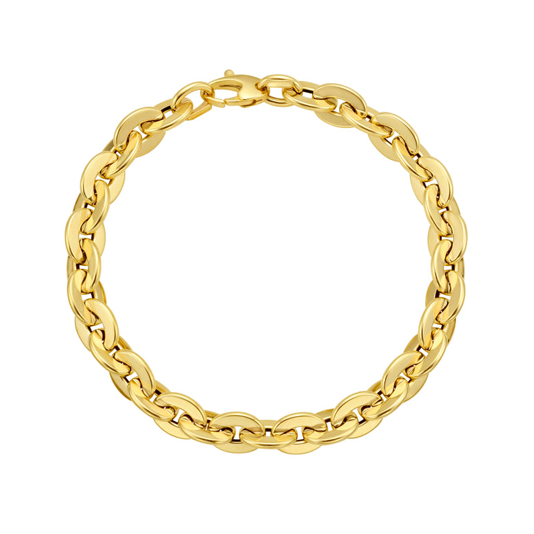 14K Mirror Rolo Link Chain-Yellow | Lobster
