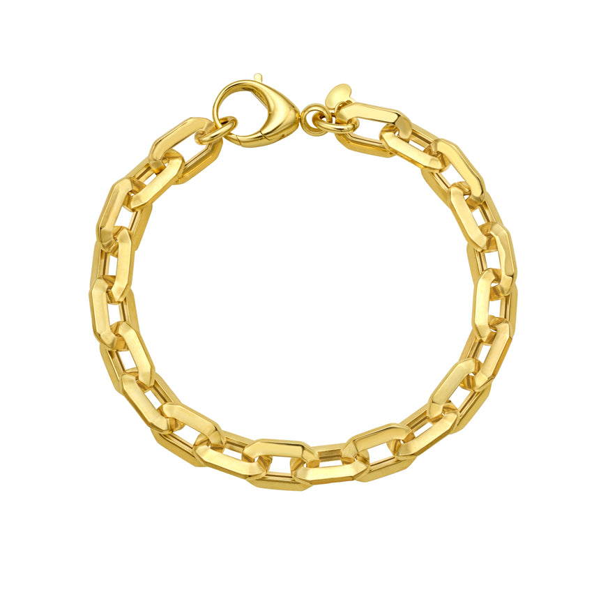14K Faceted Octagonal Link Chain-Yellow | Lobster
