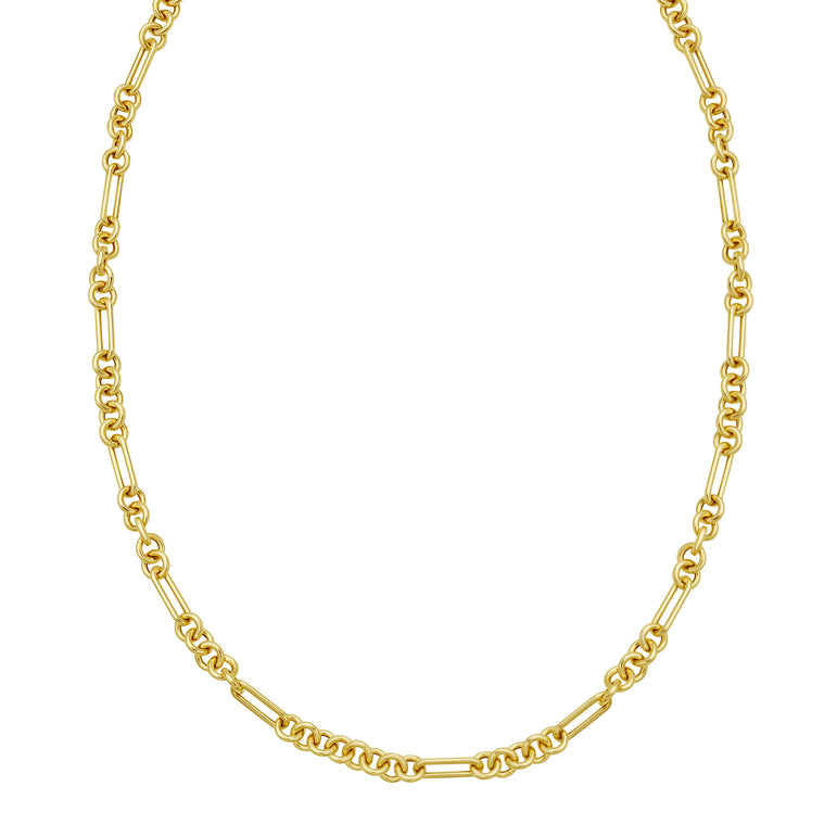 14K Five & One Paperclip Link Chain-Yellow | Lobster