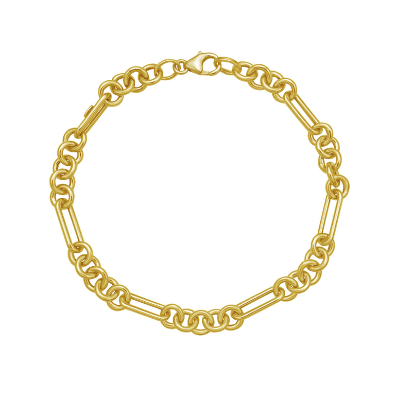 14K Five & One Paperclip Link Chain-Yellow | Lobster