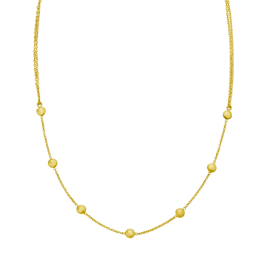 14K Adjustable Bead Link Necklace-Yellow | Lobster