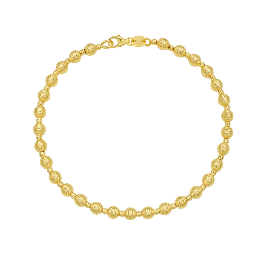 14K Disco DC Bead Bracelet-Yellow | Lobster