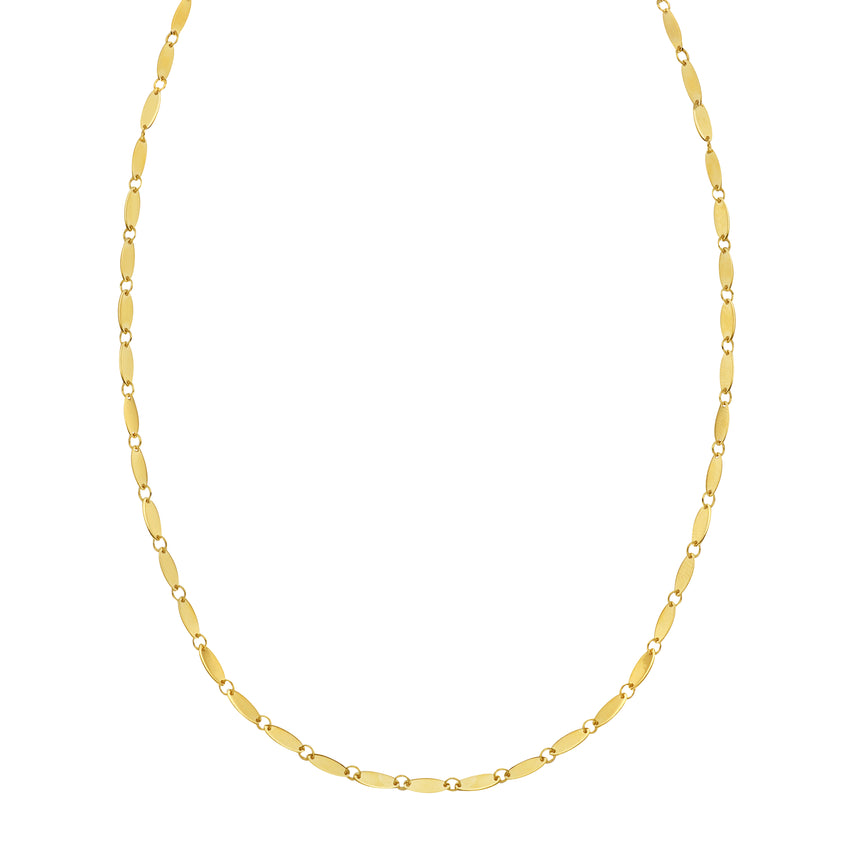 14K Flat Pebble Necklace-Yellow | Lobster
