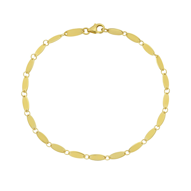 14K Flat Pebble Bracelet-Yellow | Lobster