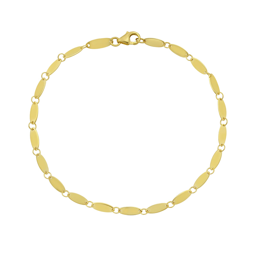 14K Flat Pebble Bracelet-Yellow | Lobster