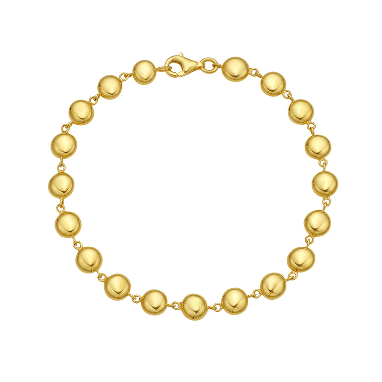 14K Polished Pebbles Bracelet-Yellow | Lobster