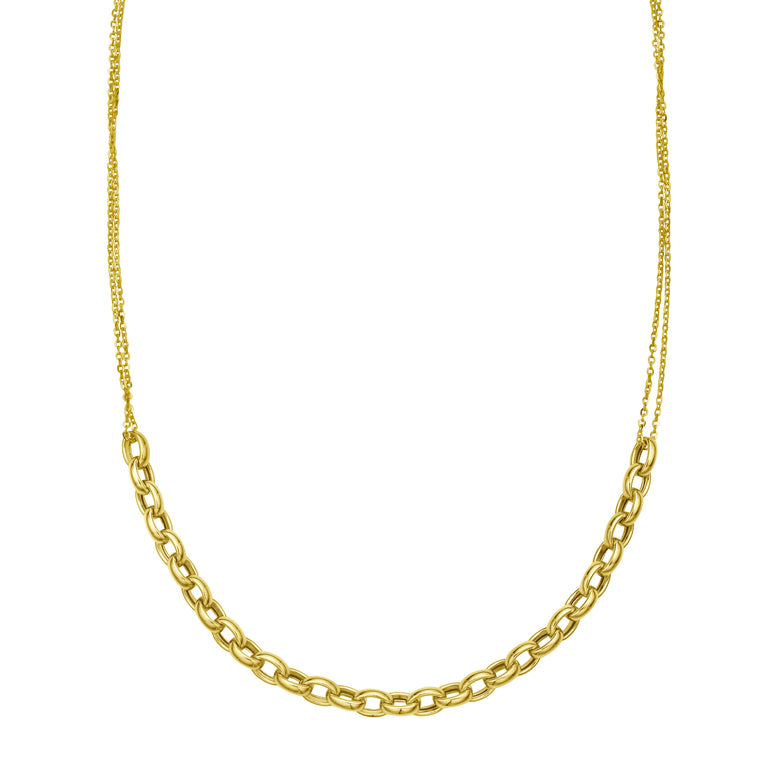 14K Adjustable Rolo Link Necklace-Yellow | Lobster