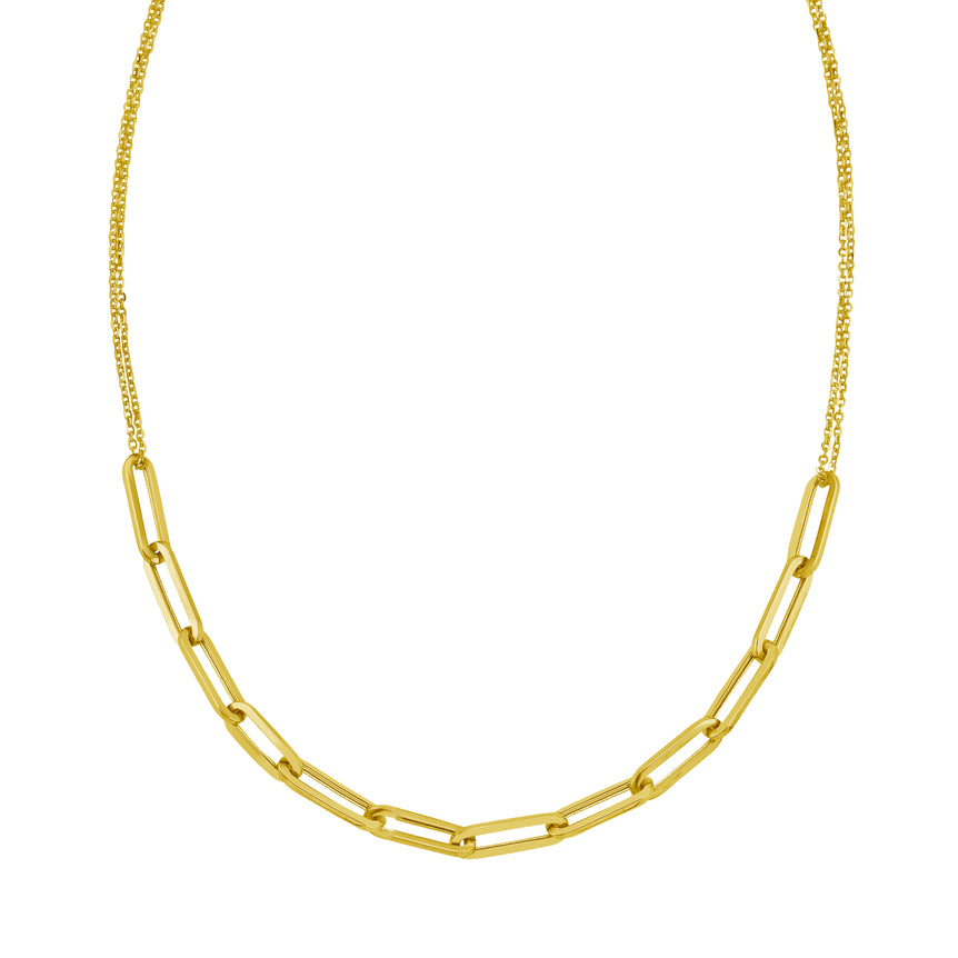 14K Adjustable Paperclip Necklace-Yellow | Lobster