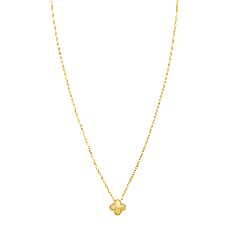 14K Puffed Mini Clover Pendant-Yellow | Lobster
