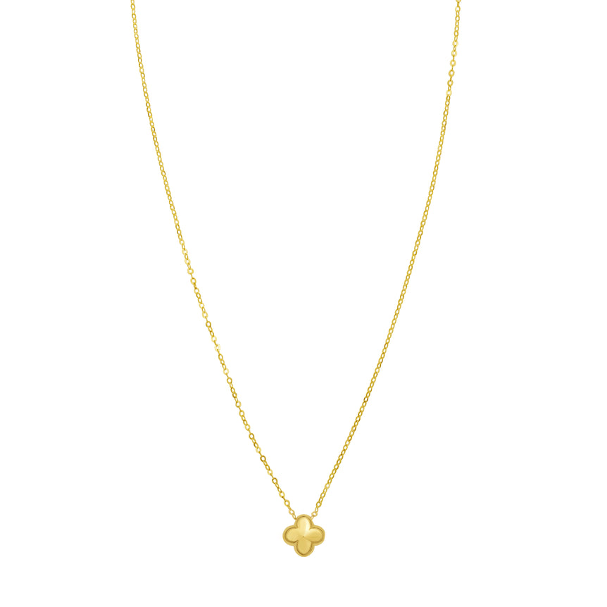 14K Puffed Mini Clover Pendant-Yellow | Lobster