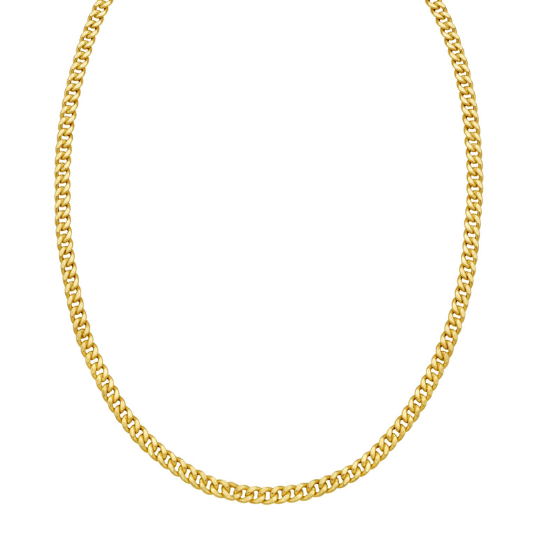 14K Petite Faceted Cuban Link Chain-Yellow | Lobster
